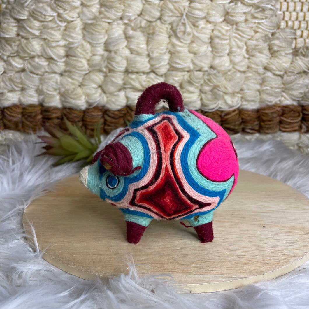 Colorful Yarn Wrapped Piggy Bank