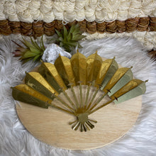 Load image into Gallery viewer, Vintage Large Brass And Floral Fan Wall Decor
