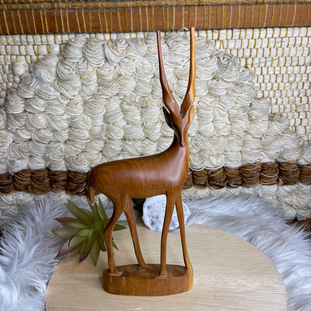 Vintage Wooden Hand Carved Gazelle