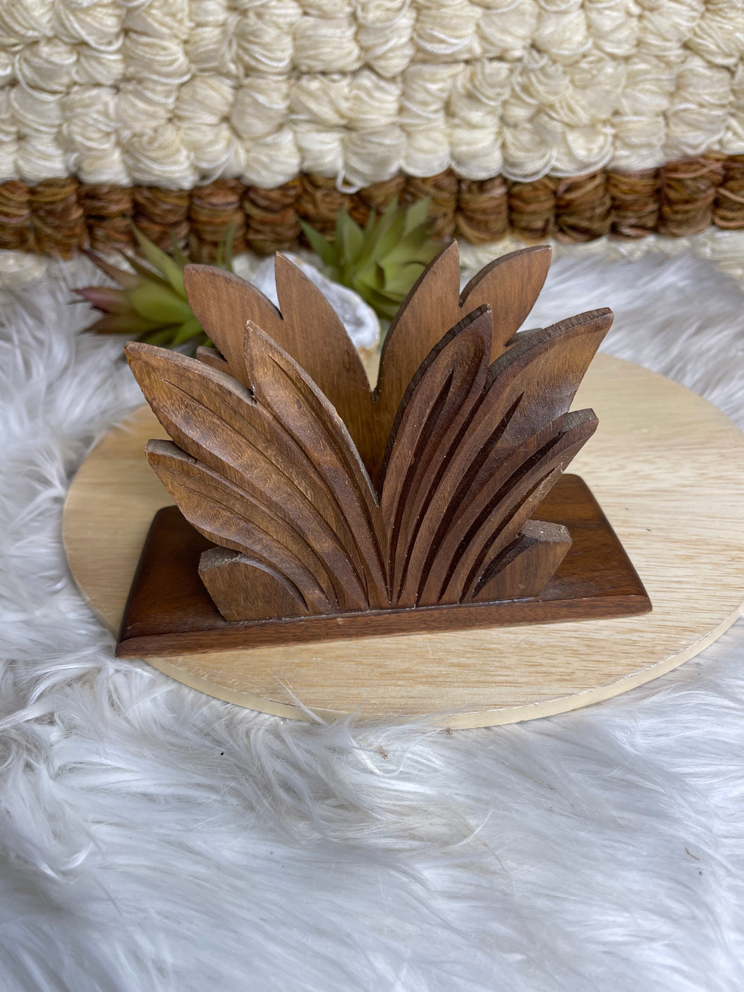 Vintage Palm Wooden Holder