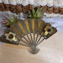 Load image into Gallery viewer, Vintage Small Brass And Floral Fan Wall Decor
