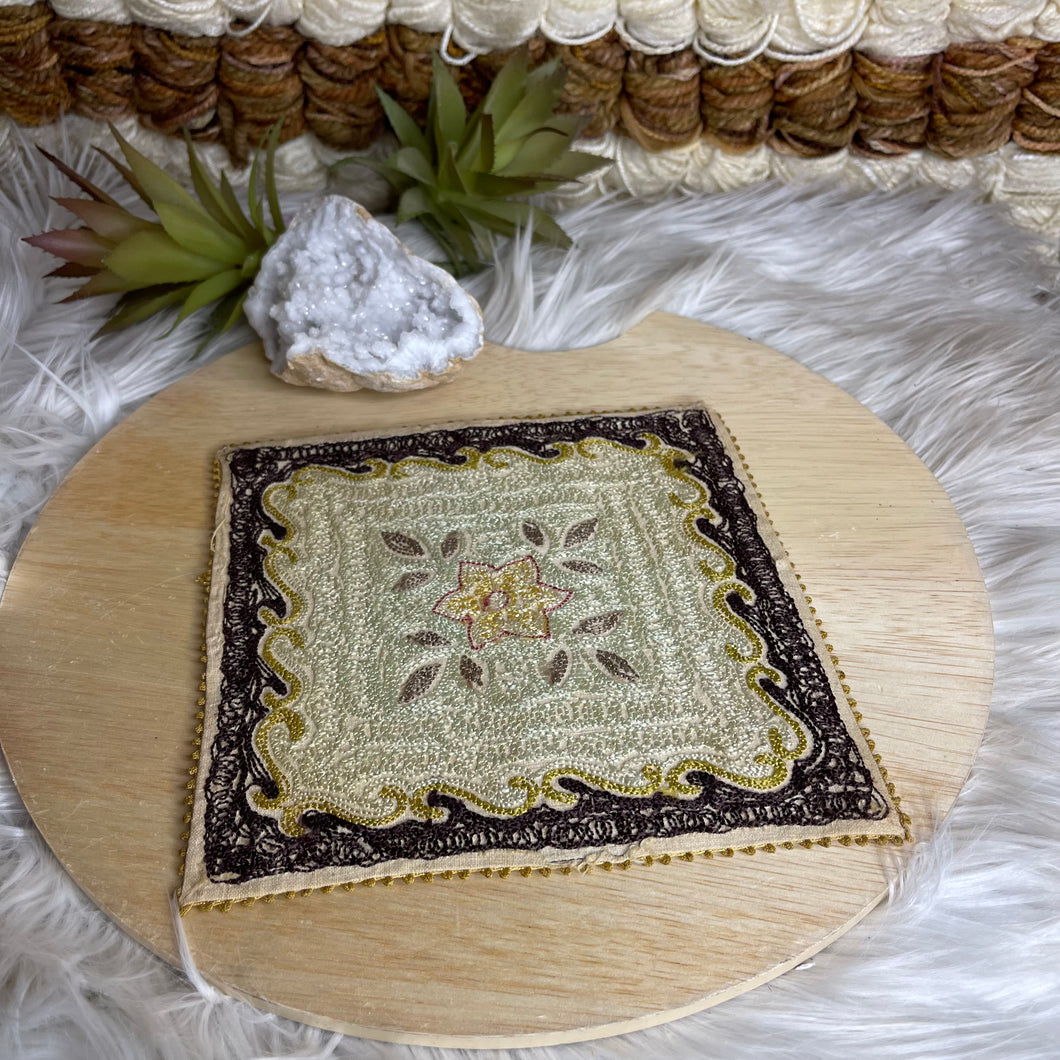 Vintage Hand Hooked Silk Square Trivet