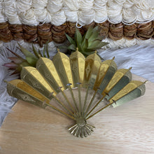 Load image into Gallery viewer, Vintage Small Brass And Floral Fan Wall Decor
