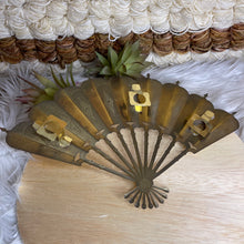 Load image into Gallery viewer, Vintage Large Brass And Floral Fan Wall Decor
