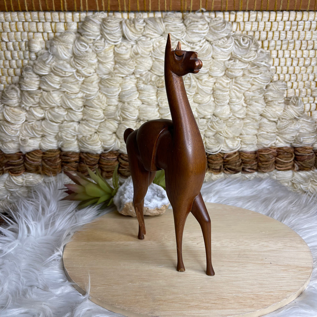 Vintage Wooden Hand Carved Llama